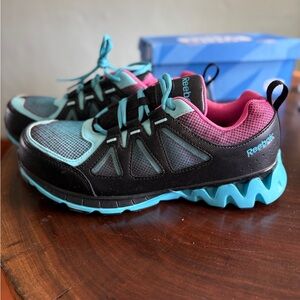 Reebok Women's Black and Teal Sneakers